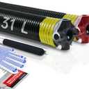 Pair of 2" Garage Door Torsion Springs Set with Non-Slip Winding Bar & Gloves,High Precision Electrophoresis Black Coated, for Replacement & Installation, MIN 16,000 Cycles (0.207x2''x31'')