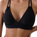 Fanuerg Women's Sexy V Neck Bikini Sets Hollow Out Two Piece Swimsuits Cutout Mid Waist Bathing Suit (Large, Black)