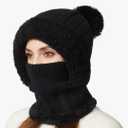 Women Winter One Piece Beanie Hat Slouchy Fleece Balaclavas Face Mask Neck Scarf Set Earmuff Ski Snow Knit Hats