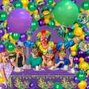 105 PCS Mardi Gras Balloons Party Decoration Green Purple Yellow Balloon Arch for Mardi Gras Birthday Baby Shower Masquerade New Orleans Party Decoration