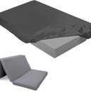 Breling Fitted Sheet (Sheet Only) Compatible with Milliard Trifold Mattress Folding Mattress Fitted Microfiber Bedsheet for Camp Bunk Rvs Bed (Full,4'',Dark Gray)