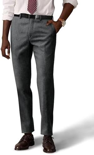 PJ PAUL JONES Mens Winter Warm Tweed Pants Double Pleated Italian Vintage Dress Pants Light Grey Size XL