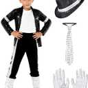 Dance Star Costume for Kid, 80s 90s Pop Outfit for Boys Stage Cosplay Halloween Role Play Party Dress Up , medium