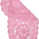 Oval Lace Doilies Width 9" to 11", Length 22" to 23" Handmade Crochet Thanksgiving Table Runner Flower Kitchen Placemats (Pink, 1)
