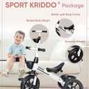 KRIDDO Kids Tricycles Age 24 Month to 4 Years, Toddler Kids Trike for 2.5 to 5 Year Old, Gift Toddler Tricycles for 2-4 Year Olds, Trikes for Toddlers, Sporty Styling, White