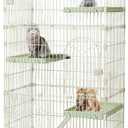 Hamiledyi Large Cat Cage 52 Inch Detachable Kennel with 3 Platforms and 1 Ramp Ladders Green Pet Playpen with 3 Doors Indoor Cat Enclosure for Small and Medium Animals