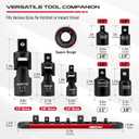 Universal Joint Socket Reducer: 7-Piece Impact Wobble U Joint & Adapter Set with Magnetic Aluminum Storage Rail - Premium Cr-V Steel 1/4", 3/8" & 1/2" Drive