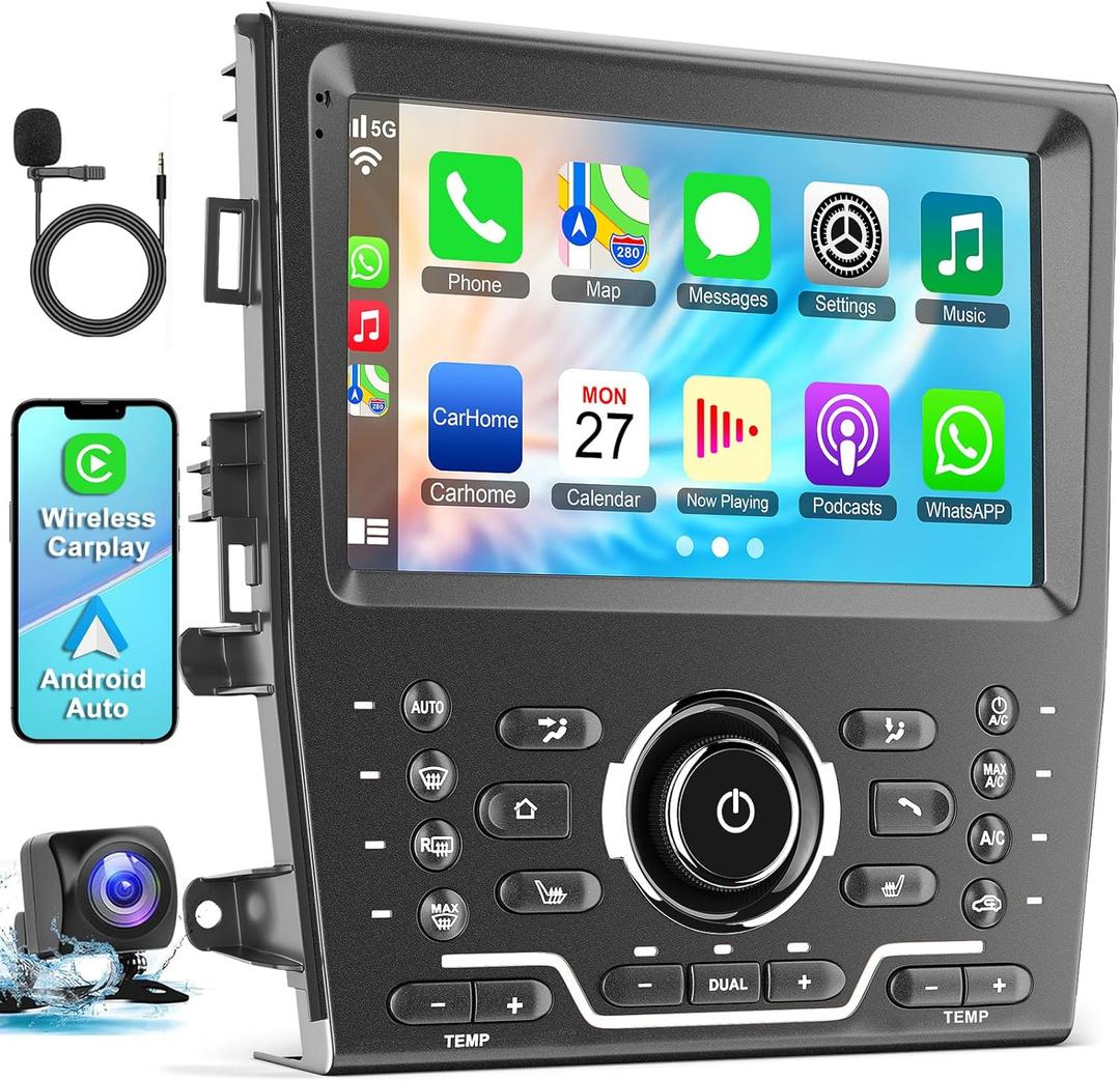 Car Stereo 4+64G Android 13 for Ford 2013-2018 Fusion Mondeo, 9 Inch IPS Touch Screen Car Radio with Wireless Carplay/Android Auto,GPS, WiFi, Bluetooth,FM, Support OBD2/DVR/DSP