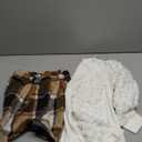 Noubeau Toddler Girls Plaid Outfits Girls Puff Sleeve Knit Ribbed Shirt Tops Plaid Skirt Set Kids Fall Winter Clothes (8 Years, Black-Brown)