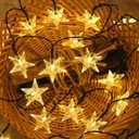 Solar Star String Lights Outdoor, 12m 100LED Star String Lights Waterproof 8 Mode for Garden Yard