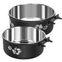 Kennel Water Bowl, Stainless Steel Dog Crate Water Bowl No Spill, 2 Pack Hanging Dog Bowls for Kennel Cage,Metal Pet Food Feeder for Dogs Cats