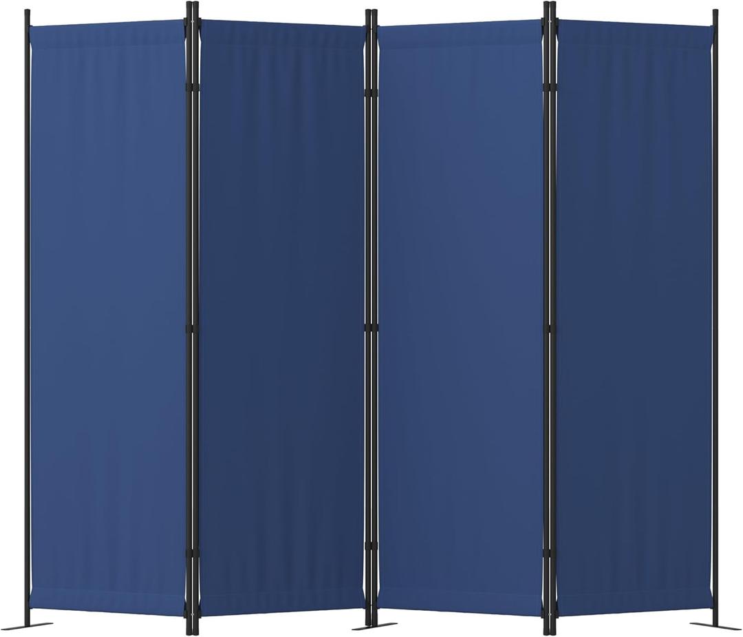 Room Divider, 4 Panel Folding Privacy Screen, 88 Portable Separating with 3 Metal Feet, Partition Room Dividers, Lightweight Freestanding Wall Divider Screen for Office Bedroom Hospital(Blue)
