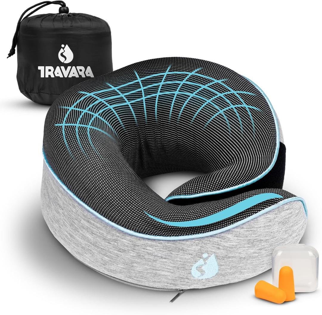 Travara Travel Neck Pillow Memory Foam U-Shaped Pillow Break Sleep Pillows