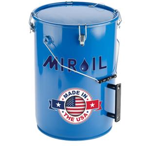 MirOil 6 Gallon Blue Oil Grease Bucket & Filter Pot Steel Fryer Container w/Lid Lock & Clip, Food Grade Interior Coating - Hot Grease Collection Pot for Disposal Under Drain Valves Model #30L
