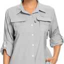 Women's UPF 50 Long Sleeve UV Sun Protection Safari Shirts Outdoor Quick Dry Fishing Hiking Travel Shirts (3X-Large, Grey)