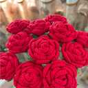 Crochet Flowers, DIY Crochet Roses Bouquet, Finished Handmade Flowers, Artificial Flowers, Knitted Red Roses for Mother, Wife, Friend (8, Red)