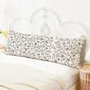 SNNDER Pumpkin Botanical 20x54 Body Pillow Cover with Zipper, Farmhouse Decor, Rustic Floral Botanical Black and Beige Decorative Long Hug Pillow Cases for Bed Couch