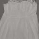 BeryLove Sequin Wedding Guest Formal Cocktail Dresses Prom Party Lace High Low Bridesmaid Elegant Dress (Large, White)