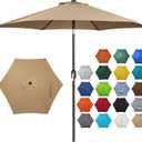 Blissun 7.5 ft Patio Umbrella, Yard Umbrella, Outdoor Market Umbrella with Push Button Tilt Crank (Tan)