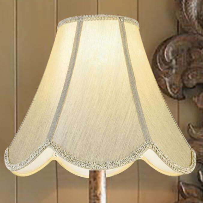 GO&SO Gold Lamp Shade Medium Bell Lamp Shades -Edge Petal Braid Design Scalloped Lamps Shade -6"Top x 13"Bottom x 10.6"Vertical Height (Spider) Replacement Lampshades for Table Lamps -Easy Assembly