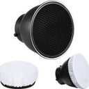 7" Standard Reflector Lamp Shade Dish Diffuser with 60 Honeycomb Grid for Bowens Mount Studio Strobe Flash Light Speedlite (with Soft Cloth)