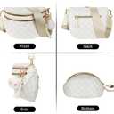 Spacious Checkered Nylon Crossbody Bag Bum Bags for Women Checkered Purse Checkerboard Fanny Pack (Beige)