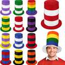 Fovths 12 Packs Stove Pipe Hats Striped Felt Top Hat Fun Hats for Adults Party and Costume Accessories Red White Swirl Stovepipe Hat Birthday Party Supplies