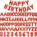 75pcs 16" Happy Birthday Balloon Banner, Red Balloons Letters, Personalized Mylar Foil Birthday Decorations includes 2 Sets A- Z, 1 set Number 0-9 "HAPPY BIRTHDAY" letters