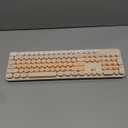 Wireless Keyboard and Mouse, Silent Keyboard Mouse Combo, Full-Sized Colorful Typewriter Keyboard with Round Keycaps, 2.4G Cute Mouse Compatible with PC/Laptop/Computer(Milk Tea)