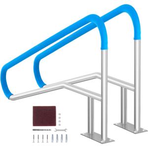 VEVOR Pool Handrail, 2 PCS 55 x 32 inch Railing, Stainless Steel with Base Plate for Indoor/Outdoor, Rust-Proof Grab Bar w/Grip Cover & Accessories for Decks/Spas