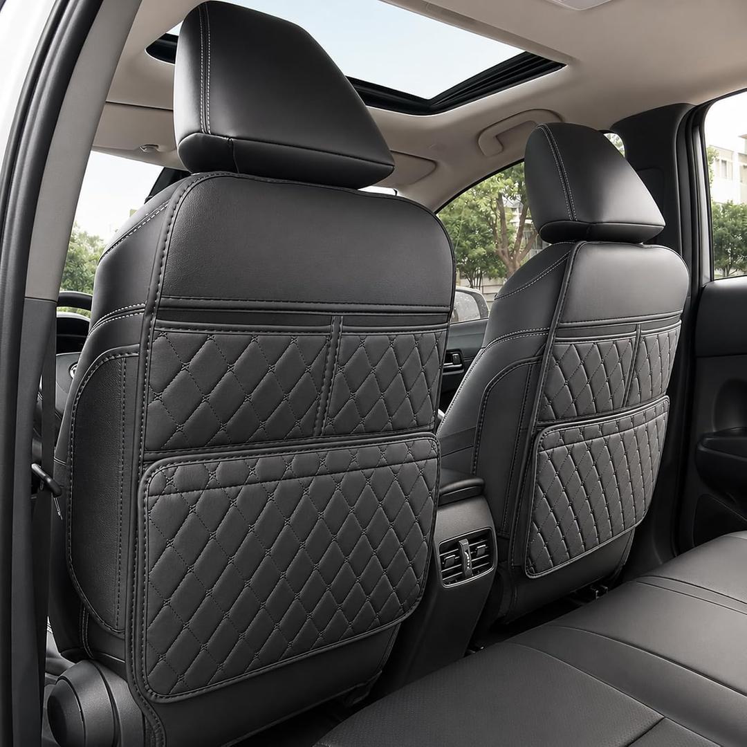 Anti-Kick Mats Seat Back Protector,Back Car Seat Protector Cover for Kids Feet with Storage Organizer,Protect Against Dirt and Scuffs,2 Pack (Black)