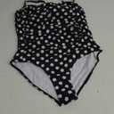 Ekouaer Women's One Piece Swimsuit Ruched Tummy Control Bathing Suits Vintage Retro Push Up Swimwear (X-Large, Black With White Dots)