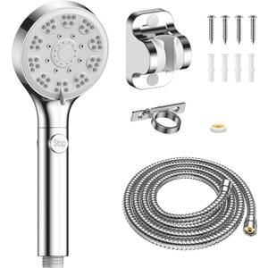 FASDUNT RV Shower Head with Hose, High Pressure 7 Mode Shower head with On Off Switch, Handheld Shower Head for RV/Campers, Travel Trailer, Motorhome (Light Grey)