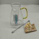 Yirilan Glass Pitcher,74oz/2.2 Liter Water Pitcher with Lid,Beverage Serveware,Iced Tea Pitcher,Water Carafe Handle,Heat Resistant Borosilicate Jugwith Mixing Spoon and Cup Brush