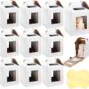 10 Packs Tall Cake Boxes 14 x 14 x 16 Inch with Window Boxes for Tier Cake Layer Tall Baking Carrier Large Tiered Bakery Take out Transport Containers with Handle for Wedding Birthday Party