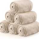 6 Pcs Flannel Fleece Throw Blanket Bulk 50 x 60 Inch Soft Fleece Blanket Warm Throw Blanket Coral Blankets for Couch Sofa Home Wedding Gifts Season (Khaki)