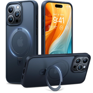 TORRAS Ultra-Magnetic Ostand for iPhone 15 Pro Case, [Compatible with MagSafe] [Flexible Stable Stand] Military-Grade Protection Translucent Slim Anti-Scratch Ring Kickstand, Black 6.1"