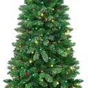 6FT Christmas Tree Prelit Artificial Christmas Tree with Lights 200 Multi Colored LED Hinged Christmas Tree with 550 PVC Tips Foldable Metal Stand for Home Office Party Indoor Outdoor Christmas Decor