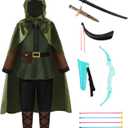 ReliBeauty Kids Archer Costume Boys Girls Hunter Costume with Cape, Green (8-10/150)