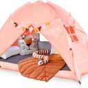 Twin Bed Canopy with Reinforced Rods | Cozy Bed Tent for Kids | Hideaway Canopy for Girls Room & Boys & Fort for Kids Indoor Play Time or Sleepy Time Foldable Toddler Bedroom Privacy Sleeping (Pink)