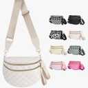 Crossbody Bags Bum Bag for Women Sling Bag Purse with Adjustable Strap, Beige Checkered