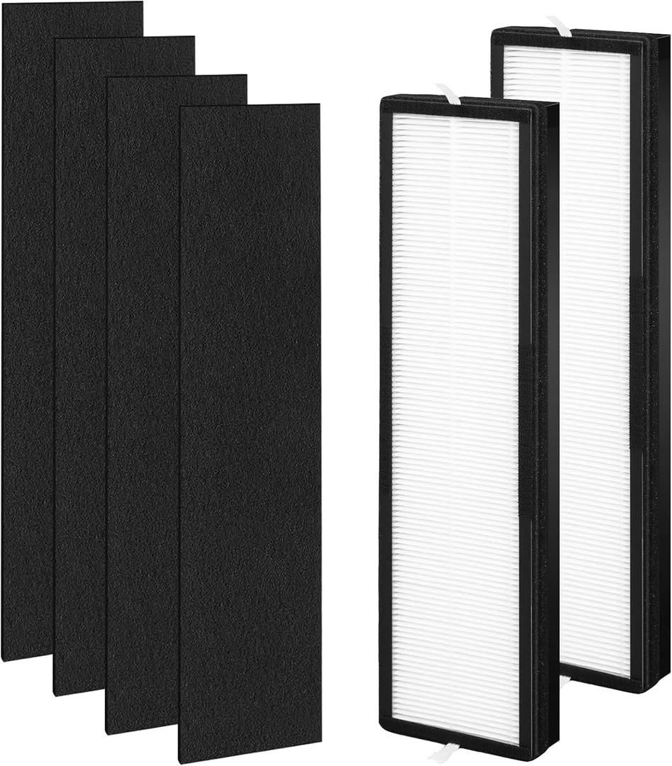 HFD320 Filter Replacement for Honeywell Air Purifier HFD300 HFD310 HFD314 HFD320 | Capture Pet Dander, Dust, Smoke - 2 Pack True HEPA and 4 Pack Replacement Carbon Pre-filter, Used for Home