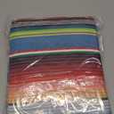 AerWo Mexican Tablecloth 60 x 85, Mexican Serape Blanket with Tassels for Fiesta Party Cinco De Mayo Decorations, Rectangle Woven Stripe Tablecloth, Outdoor Picnic Blankets Dining Table Cover (Blue)