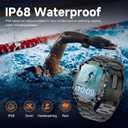 Smart Watch for Men Military Answer/Make Call 2.01 Display 170+ Sports Modes Fitness Smart Watch IP68 Waterproof 30 Days Standby Smartwatch for Android iOS Black (2 Straps)