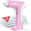 Cordless Hot Glue Gun, 4V 10s Fast Preheat, USB-C, 2000mAh Battery with Indicator, Smart Temp Control, Anti-Drip, Auto-Off, 307mm Glue Sticks, DIY Crafts, Home Repair, School Project (Pink)