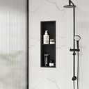 Stainless Steel Shower Niche 24" X 8", No-Tile Needed Wall Niche Double Shelves, Recessed Shower Storage, Matte Black