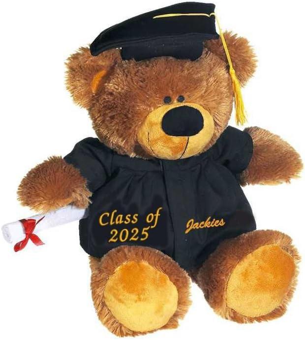 Tri Color Graduation Bear 12" Plush Class of 2025 Gift Graduate High School College University Associate Master Bachelor Degree