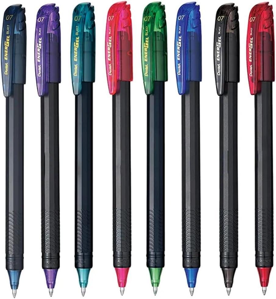 Pentel Energel Roller Gel Pen 0.7mm Metal Tip, 8 Assorted Colors, (Pack of 1)