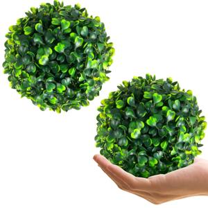 Hotop 2 Pcs 11 Inch Artificial Plant Topiary Ball 4 Layers Garden Spheres Boxwood Balls Artificial Topiaries Spheres Decorative Plants for Backyard, Balcony, Garden, Indoor Outdoor Decor(Green)