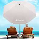 Duerer 8.5FT Beach Umbrella with Sand AnchorHeavy Duty Wind Resistant UPF 50+ Sun Shade, Portable Travel Beach Umbrella with Tilt & Carry Bag for Beach, Sand, Garden, Patio, Pool (Beige)